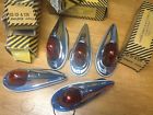 80-cf-a-12v Dietz Set Nib Amber Glass Cab Fender Marker Lamp Vintage