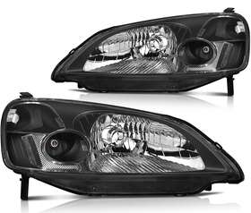 Ze163631g01 Cciyu Black For 2001-2003 Honda Civic Headlights Headlamp Assembly Set Front Side Pair