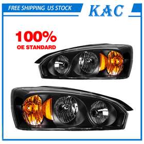 Adp16614401s Kac Headlights For Chevy Malibu Headlamps Black Housing Set Assembly Pair 2004-2008