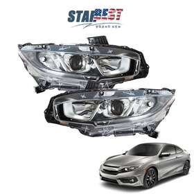 Ho2503173 Munirater Right And Left Side Projector Headlight Headlamp Chrome For 2016-2020 Honda Civic