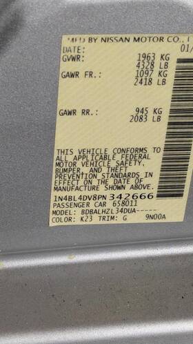 Nissan 5626880 Used Center High Mount Stop Light Fits 2023 Altima Grade A