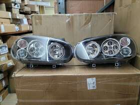 1j0941018c Option Group Black Fits 1999-2005 Vw Golf Gti R32 Mk4 Led Halo Projector Headlights Lamps