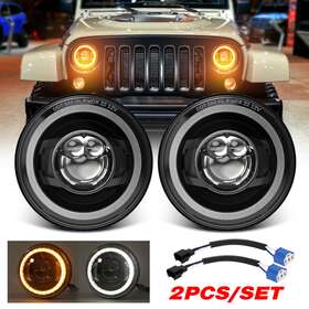 H6024jk20172016 Realove Brightest 7 Inch Round Led Headlights Turn Signal Drl For Jeep Wrangler Jk 2007-2018