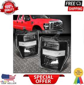 Sdd-hlohfsuper08bkcl1 Speed Daddy For 08-10 Ford F250 F350 Super Duty Black Housing Clear Corner Headlight Lamps