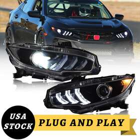 Sy-a110y T T-abc Mustang Style Led Headlights For 10th Gen Honda Civic Si Type R Coupe 2016-2021