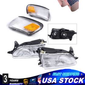 81110-1e221 Tbvechi Fits 1993-1997 Toyota Corolla 1.6l 1.8l Chrome Housing Corner Headlight Headlamp