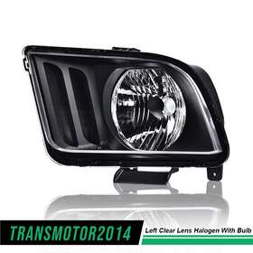 A-02hla1240abkl Transmotor2014 Headlight Fit For 05-09 Ford Mustang Left Side Clear Lens Black Housing With Bulb