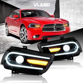 0288 Vland Led Projector Headlights For 2011-2014 Dodge Charger With Sequential Signals