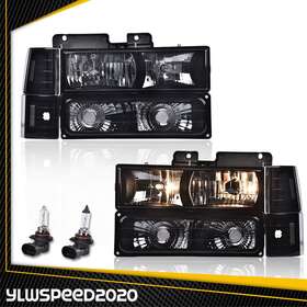 V-02hla4515zsw Ylwspeed20 2x Smoked Lens Headlights Fit For 1994-1998 Gmc C10 C/k Sierra Suburban Yukon