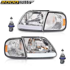 Y-02hla1238d Ylwspeed2000 Fit For F-150 Expedition 97-04 Chrome/clear Led Drl Headlights And Corner Lights
