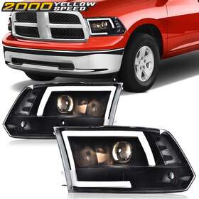 Y-02hla3715b Ylwspeed2000 Led Drl Headlights Assembly Black Fit For 2009-2012 Dodge Ram 1500 2500 3500