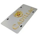 Cadillac Dual Logo License Plate (gold On Chrome). Fixed Price $42.95.