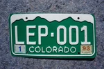 1993 Colorado Green Mountain License Plate # Lep - 001. Fixed Price $19.99.