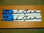 Chrome Chevy Belair Script Emblems - Right & Left Pin 10 1/5 Inch New. Fixed Price $14.50.