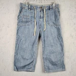 Vintage Liz & Co Capri Jeans Womens 8 Light Wash Stretch Drawstring Pockets Y2K. Fixed Price $17.79.
