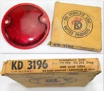 Vintage Nos K-d Lamp Co. (kd 3196) Glass Tail Light Lens With Box. Fixed Price $12.00.