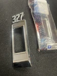 68-69 For Chevrolet "327" Front Fender Side Marker Light Bezel Chrome Trim Pair. Fixed Price $85.00.