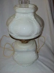 Antique Milk Glass Kerosene/oil Lamp With Sand Blasted Chimney Electrified. Fixed Price $40.00.