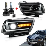Vland Headlights Fit 2011-2014 2012 Dodge Charger Sequential Lamps+led Bulbs. Fixed Price $319.48.