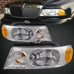 Headlights Set Chrome Halogen For 1998-2002 Lincoln Navigator / Blackwood. Fixed Price $153.88.