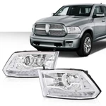 Fit For 2009-2018 Dodge Ram 1500 2500 3500 Clear Projector Headlights W/led Drl. Fixed Price $279.50.