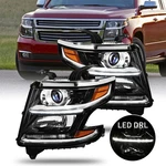 2PCS For 15-20 Chevy Tahoe Suburban Projector Headlights Black Housing Amber Drl. Fixed Price $292.99.