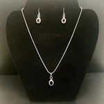 15 925 Ss Chain W/garnet Pendant - Bezel Set Faceted & Matching Earrings. Fixed Price $26.39.