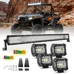 32" Led Work Light Bar + 4X 4" Pods Kit For Polaris Rzr 800 900 Xp 1000 Roof. Fixed Price $59.95.
