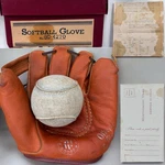 Nos Vintage Montgomery Ward Store Leather Softball Baseball Glove Box Denver Co. Fixed Price $195.00.