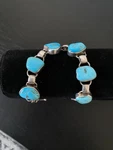 Sterling Silver Faux Turquoise Link Bracelet Bezel Setting. Fixed Price $59.00.