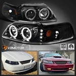 Jet Black Fits 1999-2004 Ford Mustang Led Halo Projector Headlights Left+right. Fixed Price $132.38.