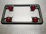 Black Motorcycle License Tag Plate Frame & 4 Red Reflectors Chris Product Harley. Fixed Price $19.98.