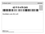 Genuine Bmw Headlight, Led, Ahl, Left 63-11-9-479-265 New. Fixed Price $3288.49.