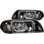 Anzo Usa 121192 Black Crystal Headlight Set W/corners 87-93 Ford Mustang. Fixed Price $222.07.