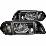 Anzo 121192 Crystal Headlights Black W/ Corner 3PC 87-93 Ford Mustang. Fixed Price $227.95.