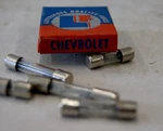 Vintage Chevrolet Emergency Kit Box, 5 Glass Fuses Nos By Littelfuse BN3994. Fixed Price $14.95.