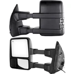 Tow Mirrors 08-16 Ford F250-F550 Pwr Htd Turn Sig Aux Light Temp Sensor Black. Fixed Price $199.99.