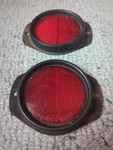 2 Guide Glass Reflectors In Brackets Stimsonite Red 415C 1940S. Fixed Price $35.00.