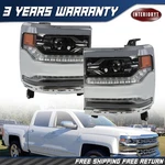 Pair Led Headlight Headlamp For Silverado 1500 2016-2018 Frame Chrome Right+left. Fixed Price $290.07.