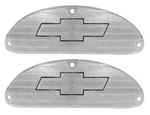Parking Light Lens Pair Chrome Bowtie 1955 Chevrolet Belair 210 150. Fixed Price $40.95.