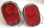 Tail Light Assembly Pair Left & Right Red W/ Chrome Rings Vw T2 Bus 1962-1971. Fixed Price $78.49.