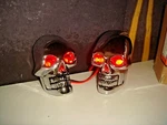 Skull Motorcycle Marker Lights Harley Red Leds Die-cast Chrome V-twin 33-0626 D7. Fixed Price $60.33.