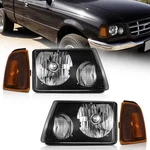 Weelmoto Headlights 2001-2011 Ford Ranger Black Housing Amber Corner Lh+rh. Fixed Price $57.88.