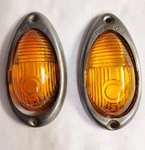 2 Vintage Amber Glass Lens 351 + Chrome Bezels 1950'S Camper Trailer. Fixed Price $149.95.