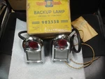 Nos 1950 Oldsmobile 98 Hydra-matic Back Up Lights With Reflectors & Ornaments. Fixed Price $200.00.