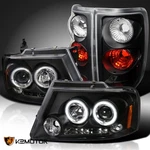 Fits 2004-2008 Ford F150 Black Dual Led Halo Projector Headlights+tail Lamps. Fixed Price $201.17.