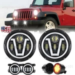 Dot 7INCH Round Halo Led Headlights Fog Turn Signal For Jeep Wrangler Jk. Fixed Price $77.69.