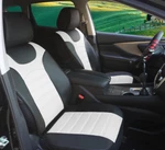 White Leatherette Seat Cushion Covers Compatible For Chevrolet Vehicles. Fixed Price $55.00.