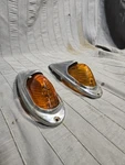 2 Vtg Do-ray 410 Amber Cab Clearance Lamp/light Roof Lense Stainless Trim. Fixed Price $55.00.