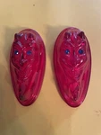 Devil Face Tail Light Lenses With Blue Eyes Fits 38-39 Ford Housing. Fixed Price $45.00.